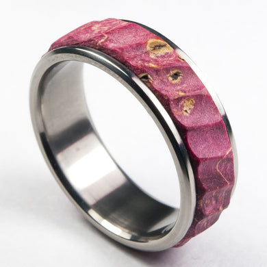 Titanium and Red Maple Burl Ring