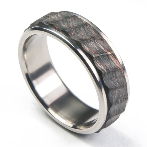 Rose gold forged carbon fiber ring