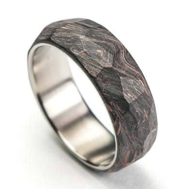 Rose gold forged carbon fiber ring