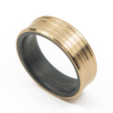 Carbon fiber gold ring, carbon fiber wedding band , carbon fiber bronze ring