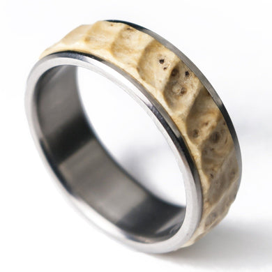 Titanium and stabilized wood ring